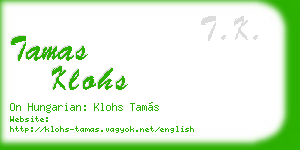 tamas klohs business card